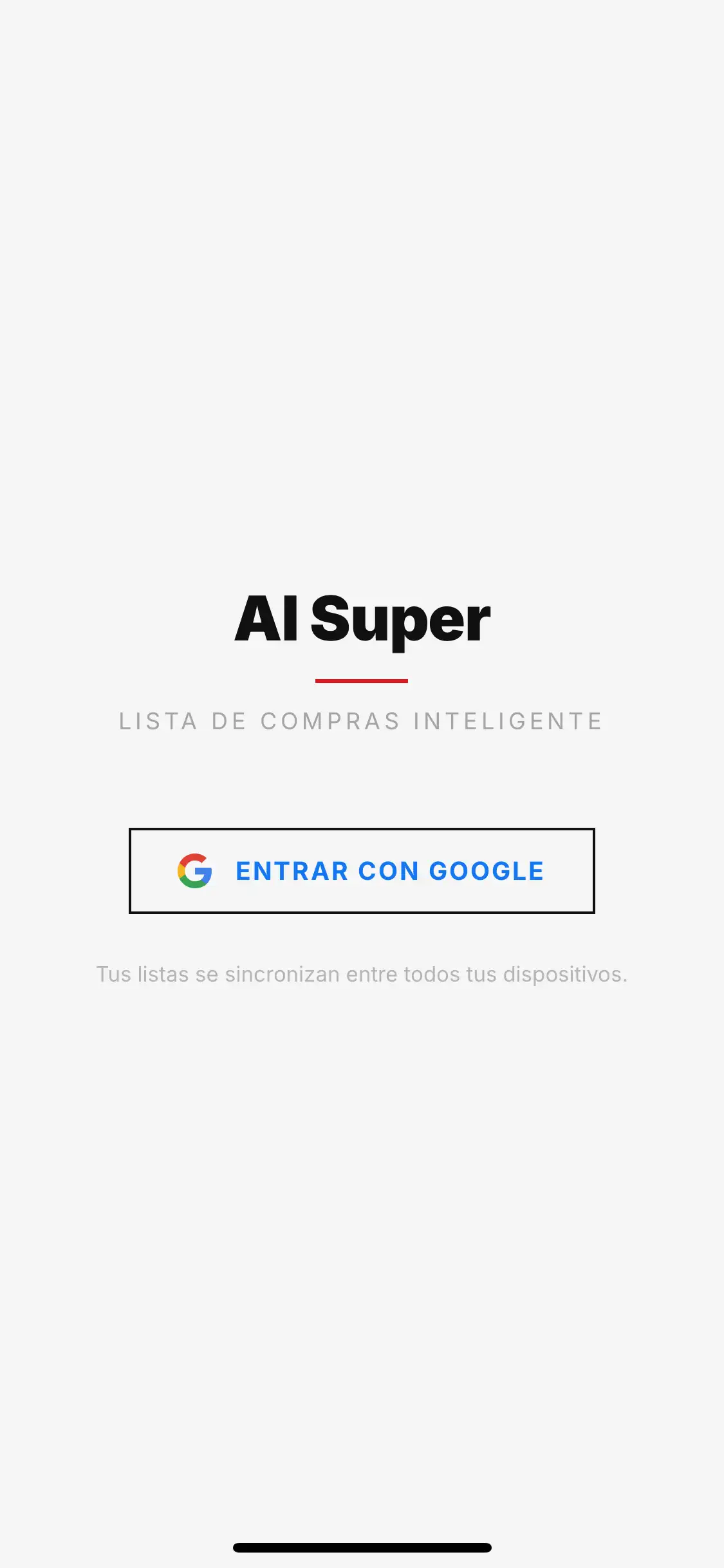 Pantalla de inicio de sesión de Al Super con Google