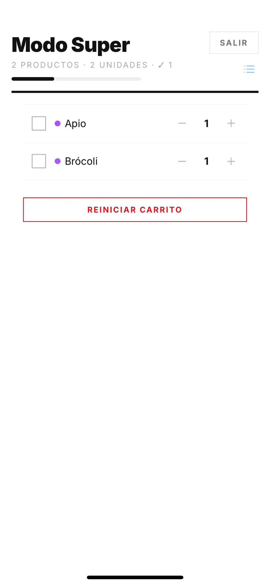Modo Super de Al Super para compras en el supermercado